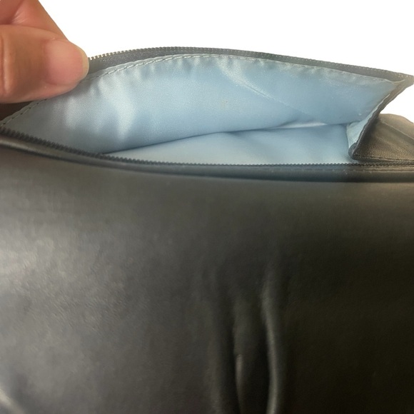 Vtg COACH Soho Leather Wallet Trifold Soft Slim Black Pleated Blue Lining Clutch - Picture 4 of 8